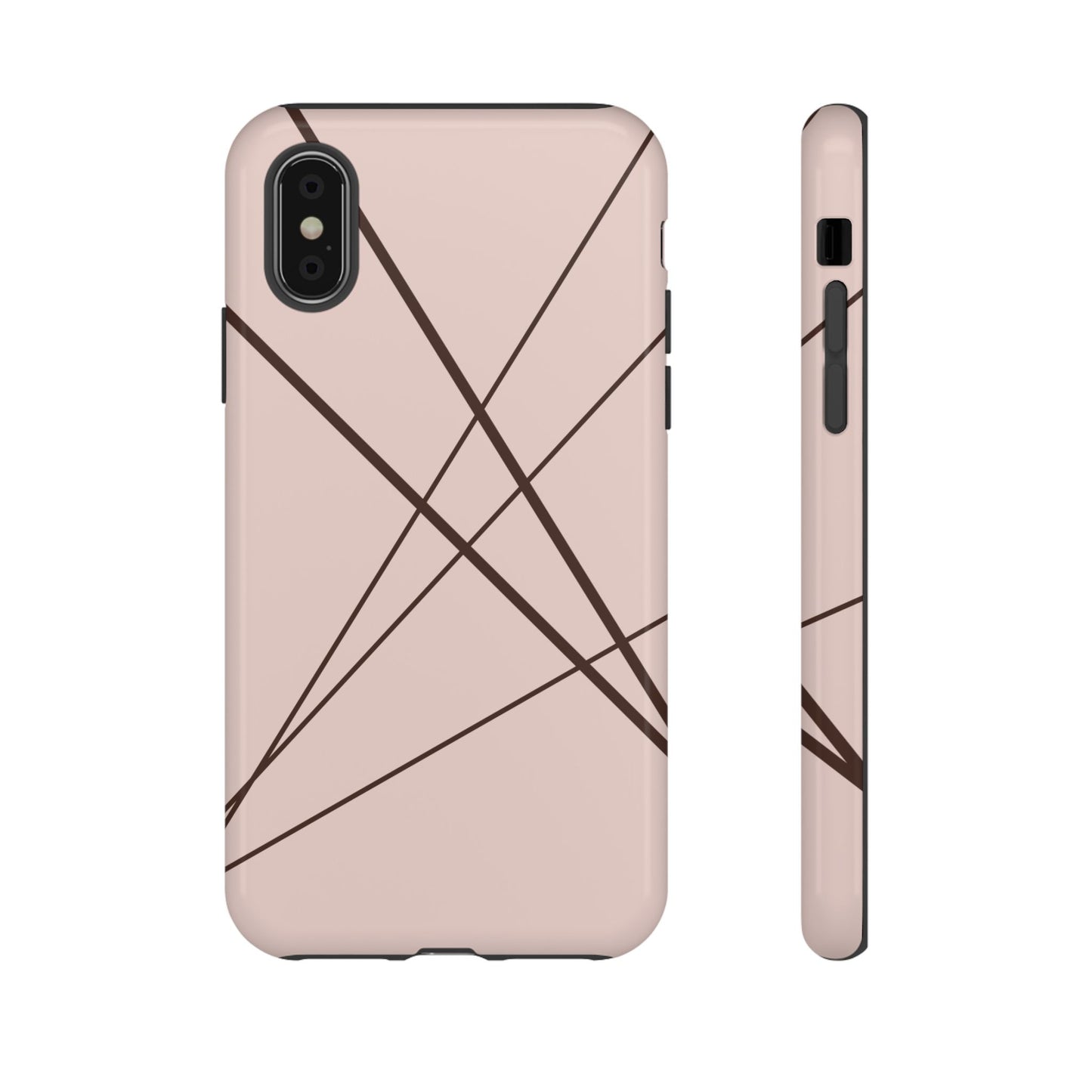 Abstract Pink with Brown Lines Phone Case - Pink Phone Case - iPhone XS / Glossy
