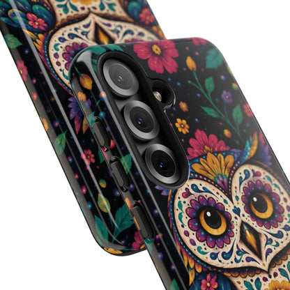 Vibrant Purple and Teal Calavera Owl Phone Case - Multicolor Phone Case