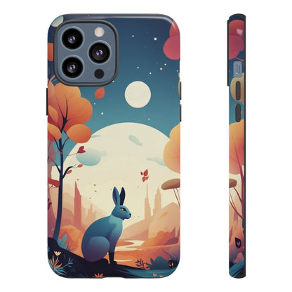 iPhone 13 Pro Max / Glossy Phone Case - Stylised Blue Hare Design Phone Case