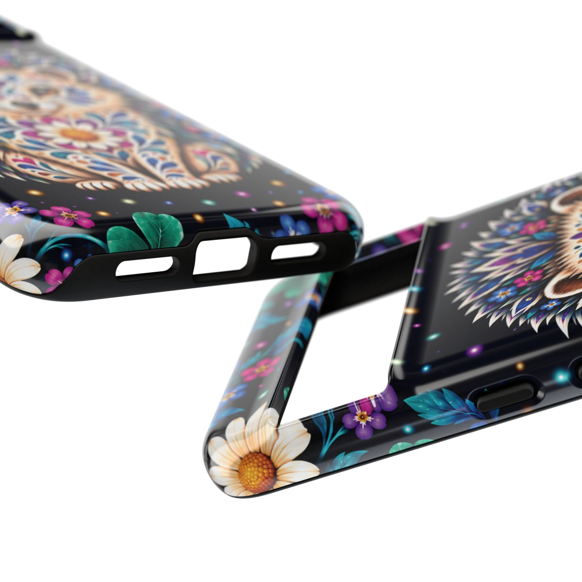Vibrant Purple and Teal Calavera Hedgehog Phone Case - Multicolor Phone Case
