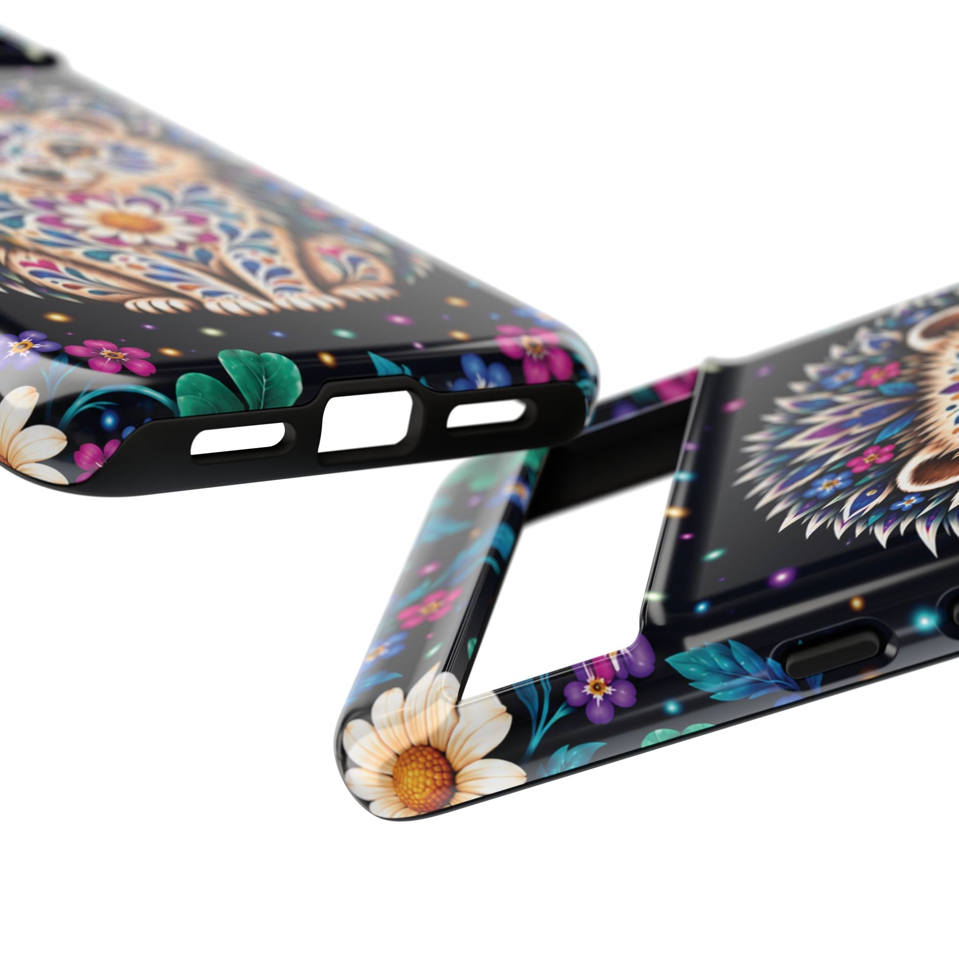 Vibrant Purple and Teal Calavera Hedgehog Phone Case - Multicolor Phone Case