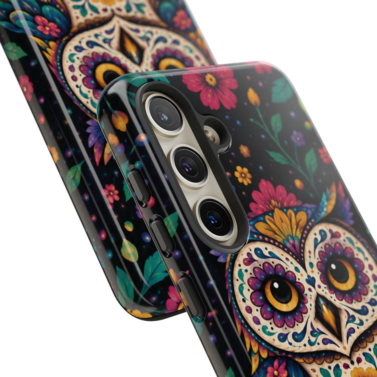 Vibrant Purple and Teal Calavera Owl Phone Case - Multicolor Phone Case