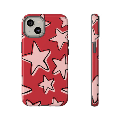 Cherry Red Doodle Star Phone Case