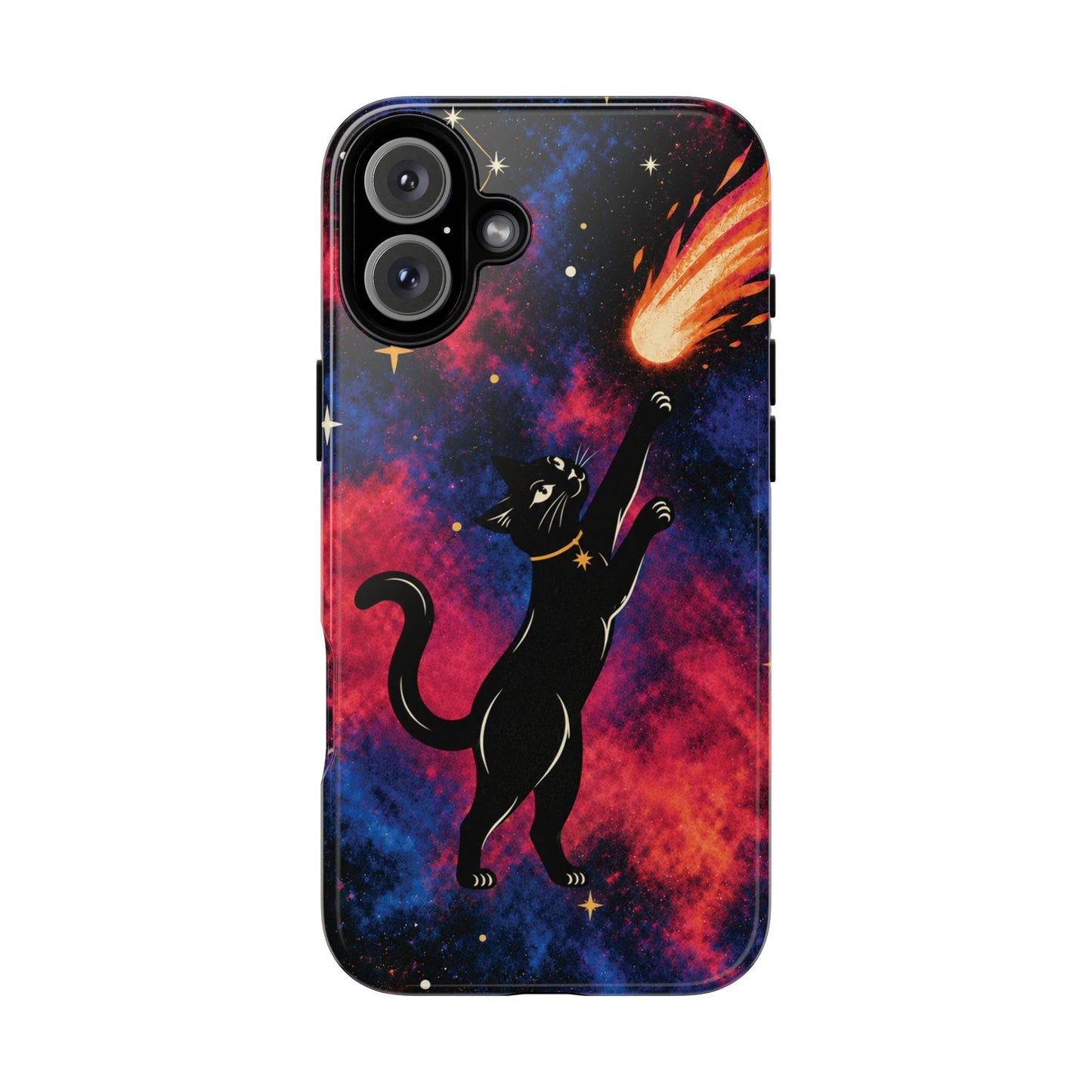 Whimsical Multicolour Celestial Black Cat Phone Case
