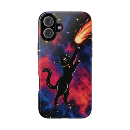 Whimsical Multicolour Celestial Black Cat Phone Case