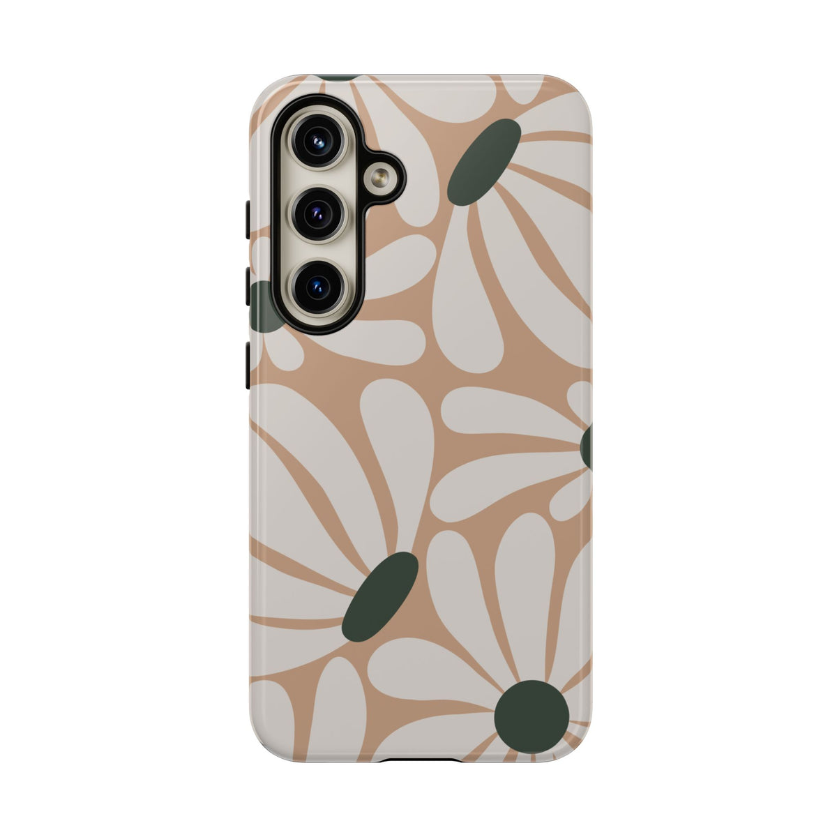 Retro Beige & White Daisy Pattern Phone Case - Beige Phone Case - Samsung Galaxy S24 / Glossy