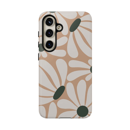 Retro Beige & White Daisy Pattern Phone Case - Beige Phone Case - Samsung Galaxy S24 / Glossy