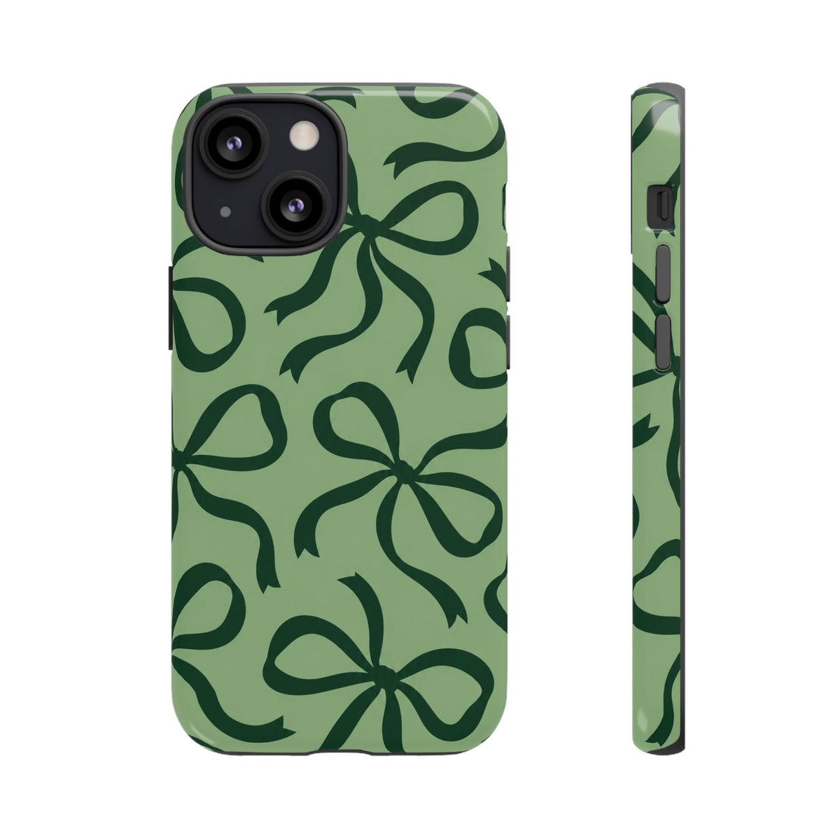 Bold Sage Green and Forest Green Bow Pattern Phone Case