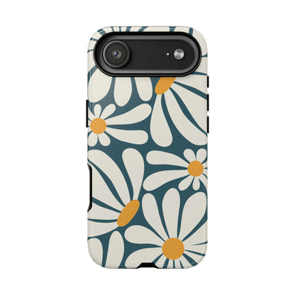 iPhone 17 Air / Glossy Phone Case - Retro Blue Daisy Pattern Phone Case
