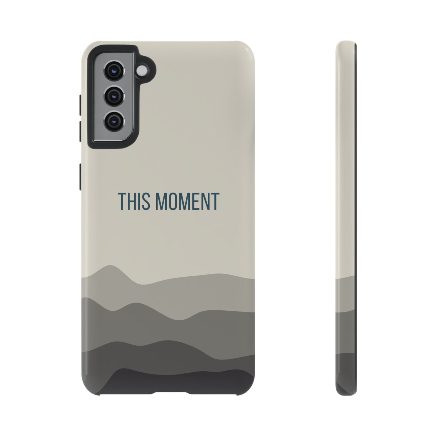 Samsung Galaxy S21 Plus / Glossy Phone Case - Minimalist Cream Waves ’This Moment’ Statement Phone Case
