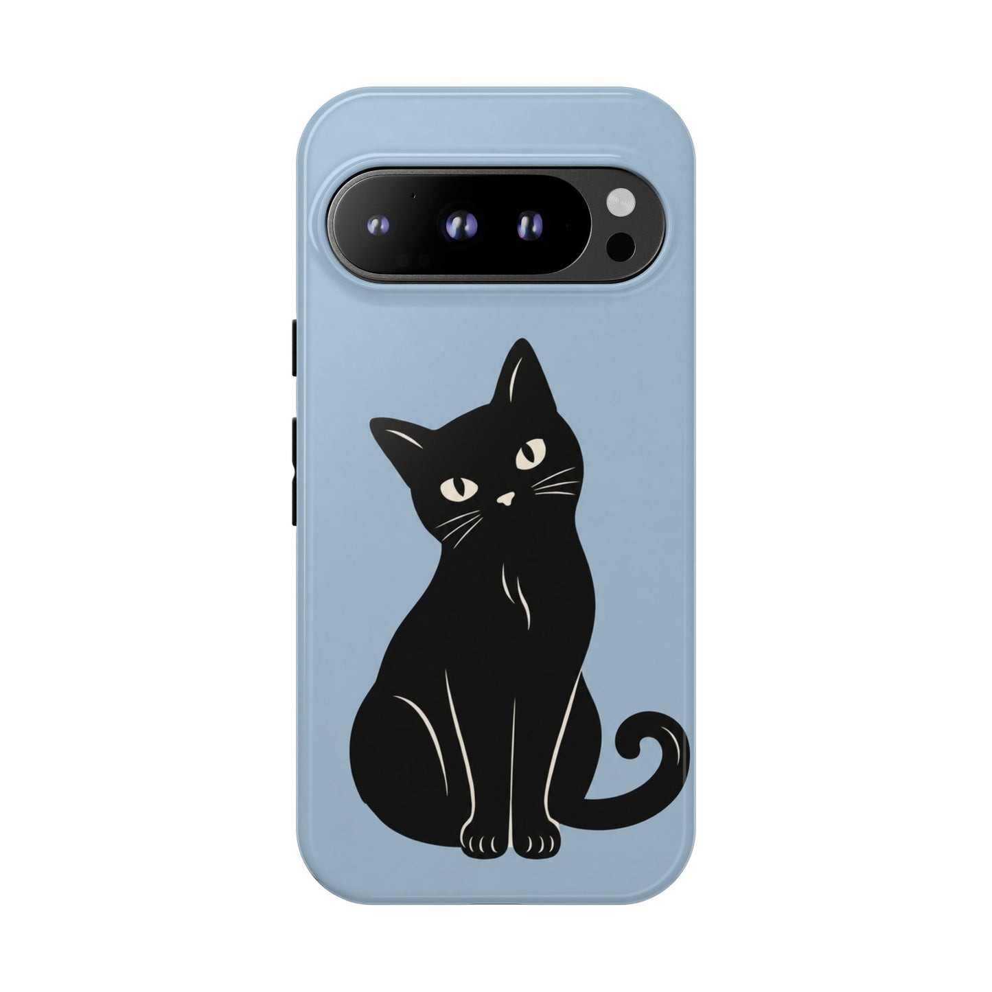 Minimalist Powder Blue & Black Cat Phone Case