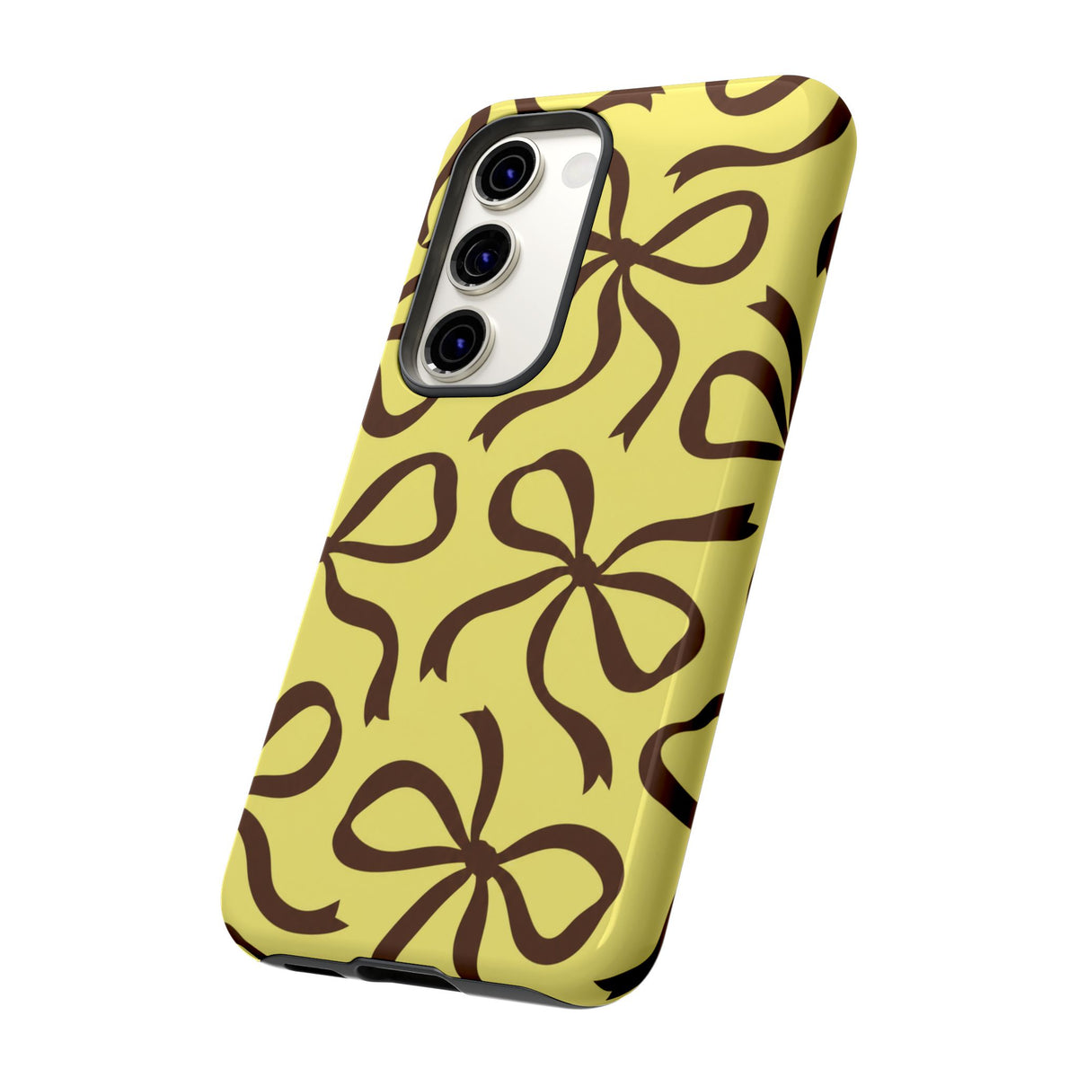 Bold Butter Yellow and Chocolate Brown Bow Pattern Phone Case