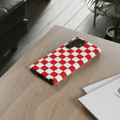 Red Checked Pattern Phone Case - Red Phone Case