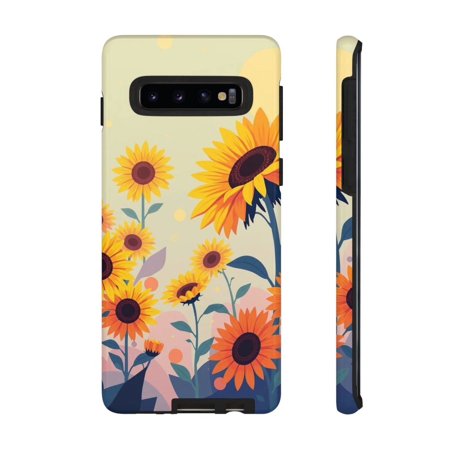 Samsung Galaxy S10 / Glossy Phone Case - Modern Flat Sunflower Design Phone Case