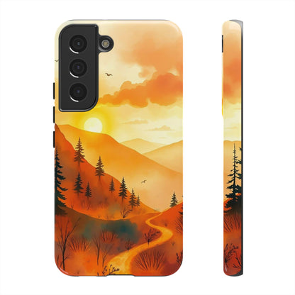 Samsung Galaxy S22 / Glossy Phone Case - Golden Sunset Design Phone Case