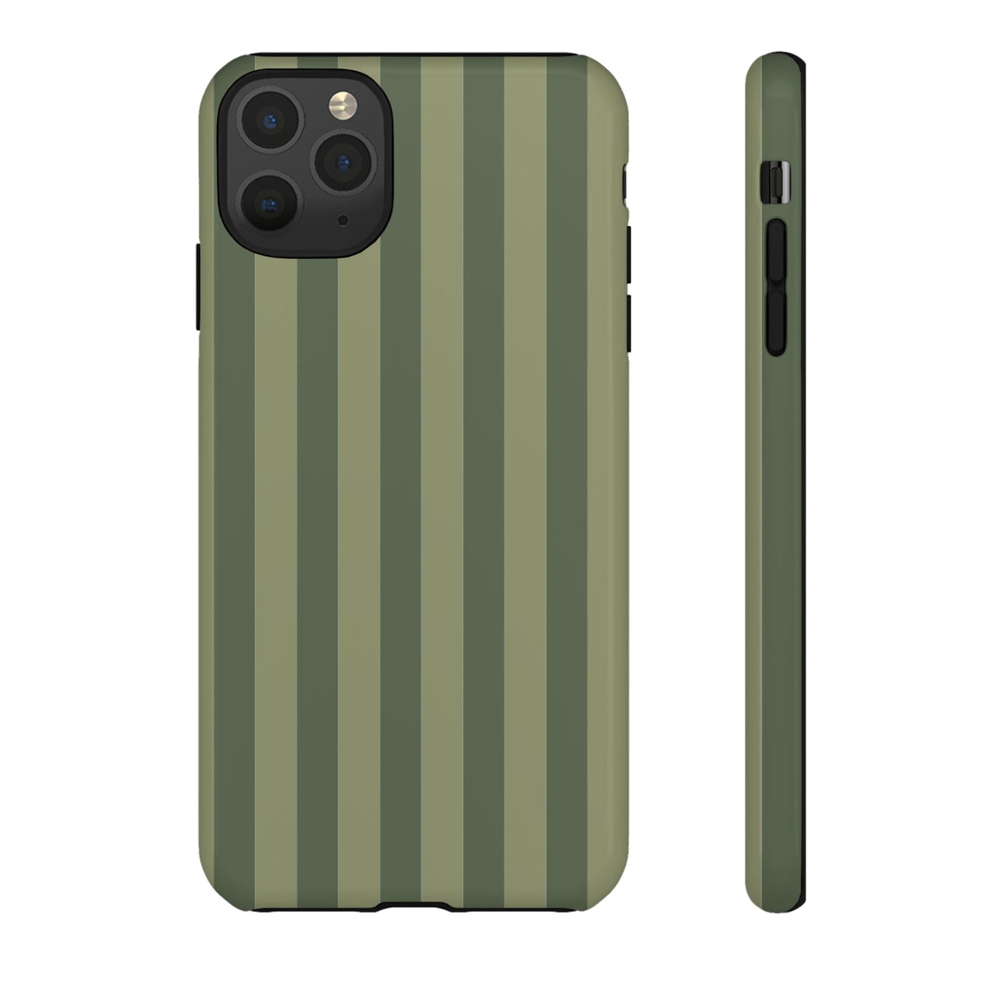 iPhone 11 Pro Max / Glossy Phone Case - ’Green Stripe Pattern’ Phone Case