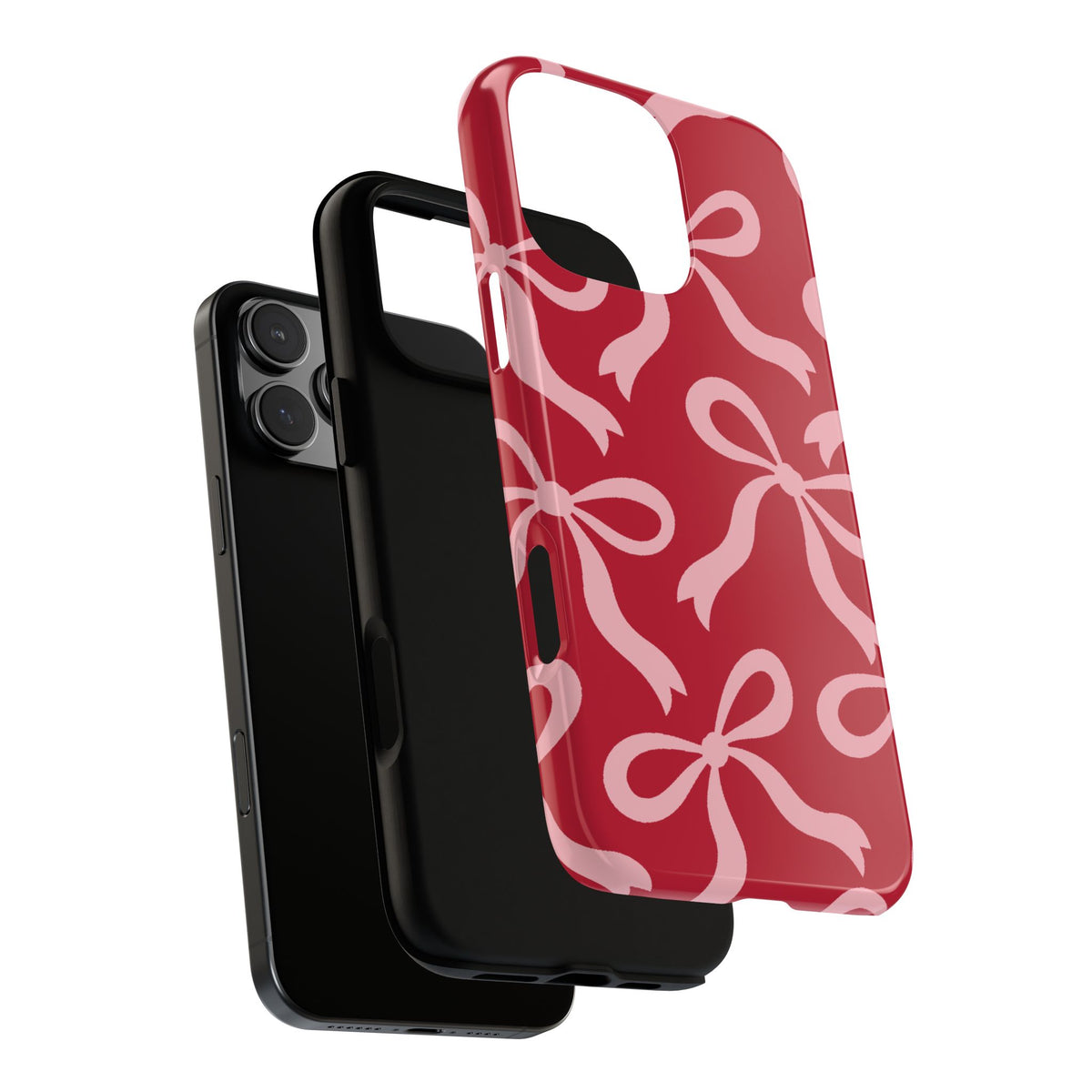 Bold Raspberry Red and Blush Pink Bow Pattern Phone Case - Red Phone Case