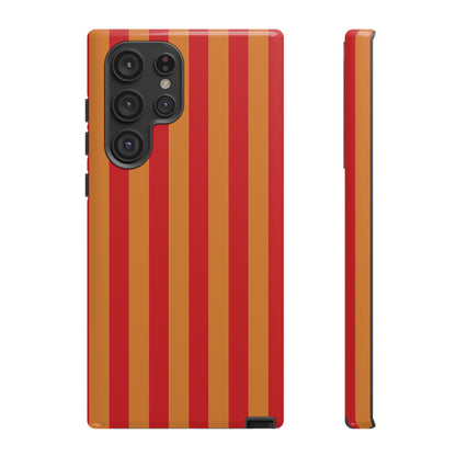Samsung Galaxy S22 Ultra / Glossy Phone Case - ’Orange & Red Stripe Pattern’ Phone Case
