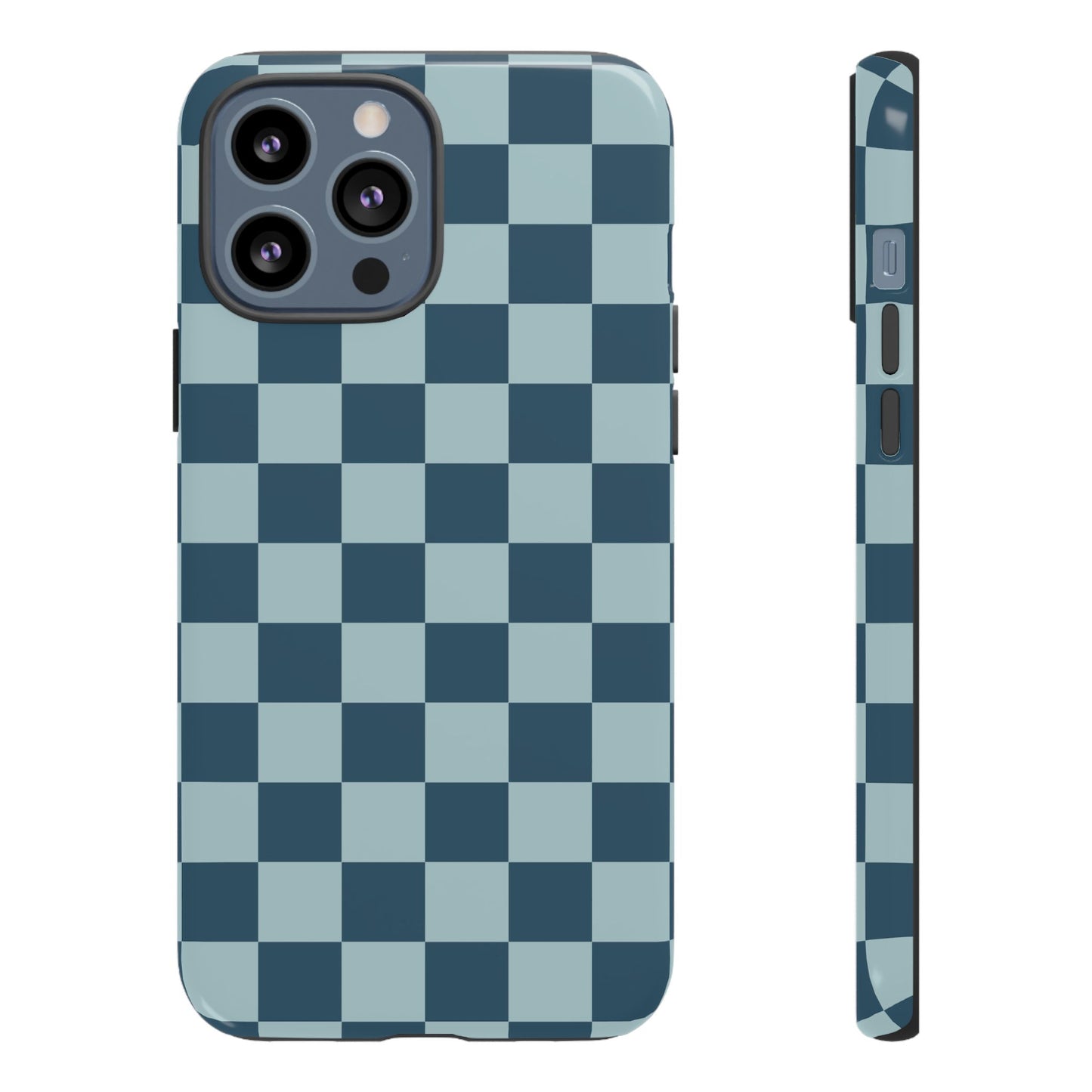 iPhone 13 Pro Max / Glossy Phone Case - ’Blue Checkered Pattern’ Phone Case