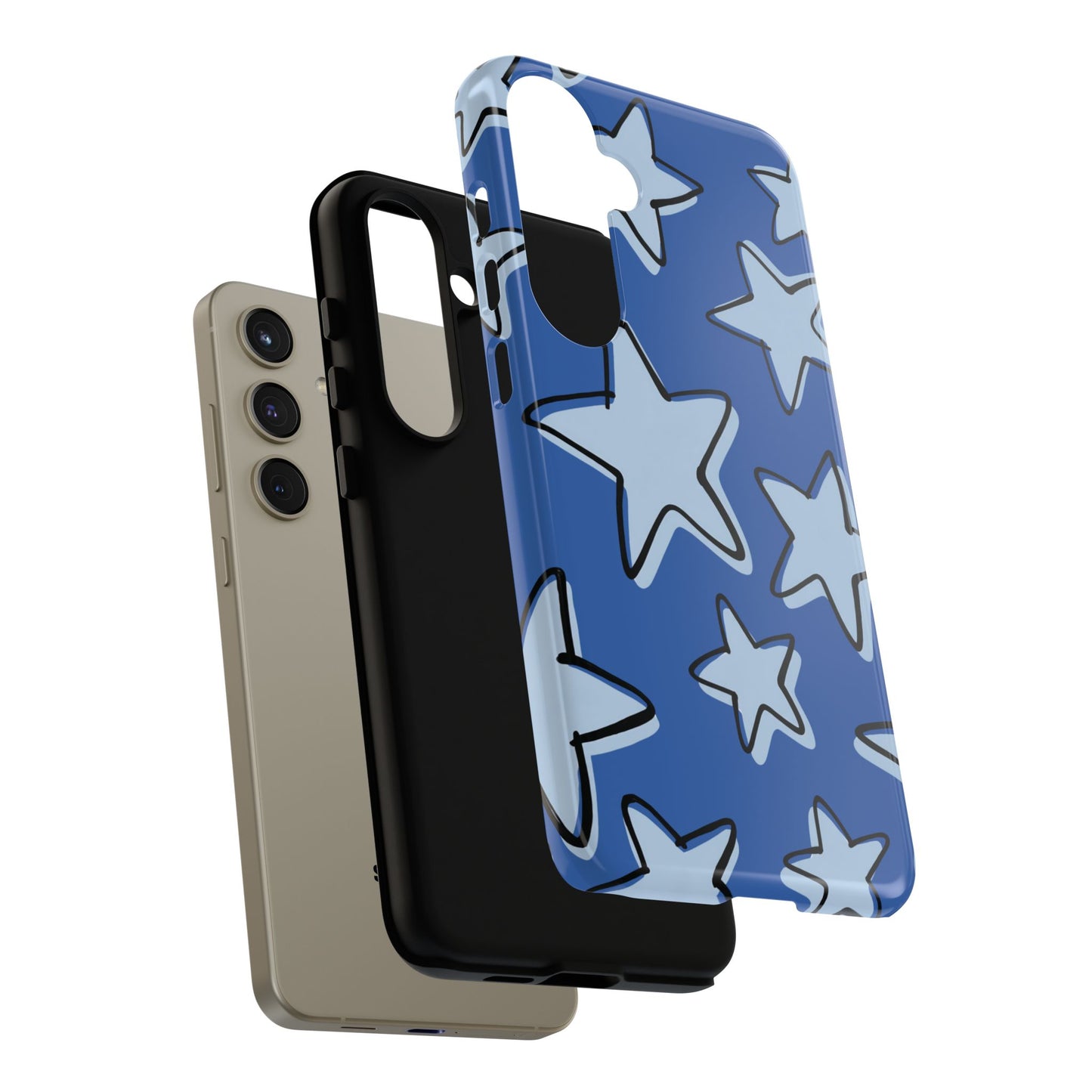 Cobalt Blue Doodle Star Phone Case
