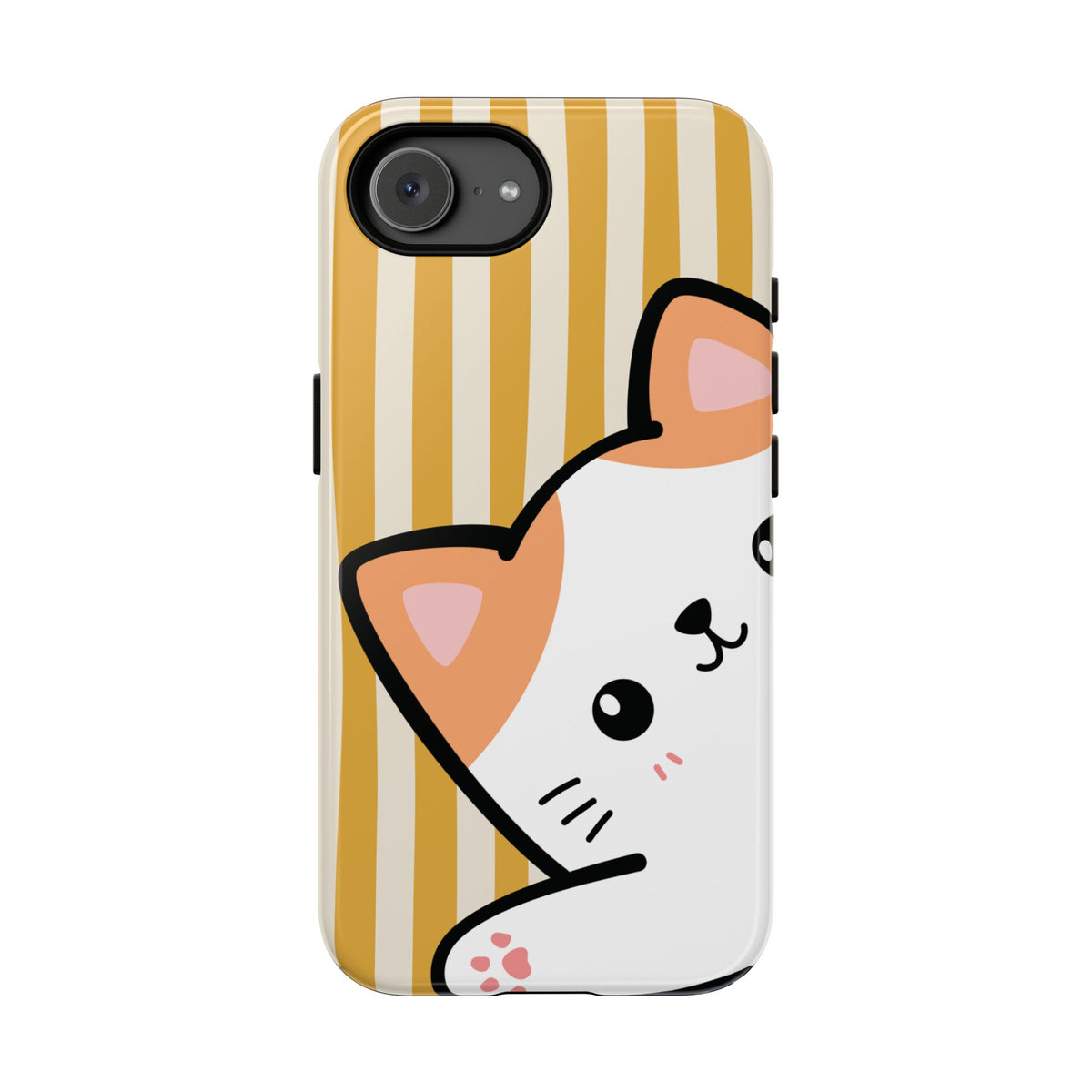 Playful Peakaboo Cat with Yellow Stripe Pattern Phone Case - Yellow Phone Case - iPhone 17e / Glossy