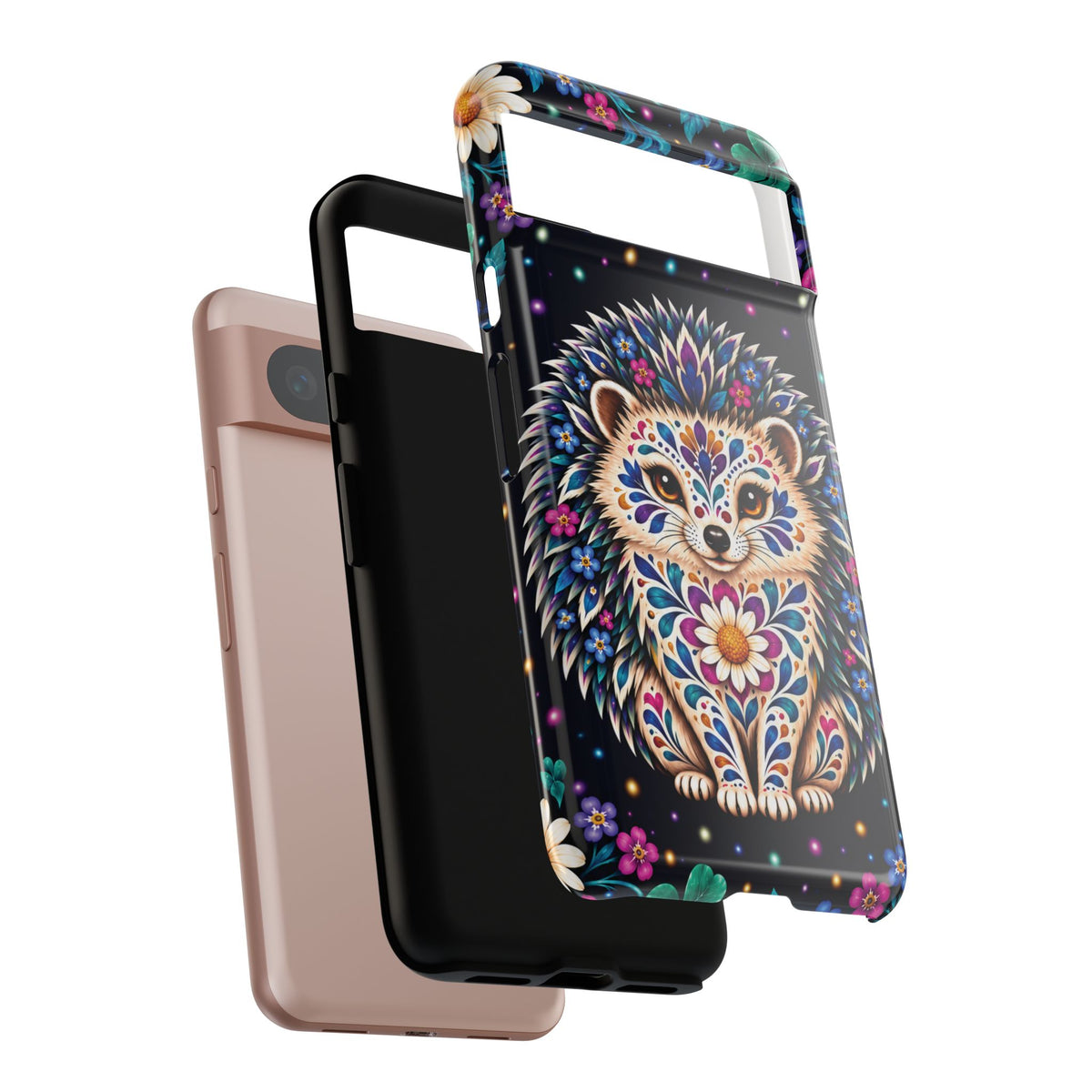 Vibrant Purple and Teal Calavera Hedgehog Phone Case - Multicolor Phone Case