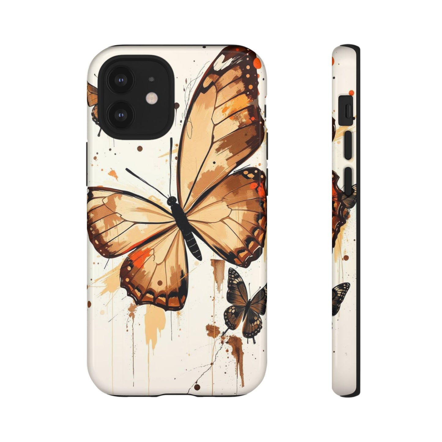 iPhone 12 Mini / Glossy Phone Case - Acrylic Style Butterflies Design Phone Case