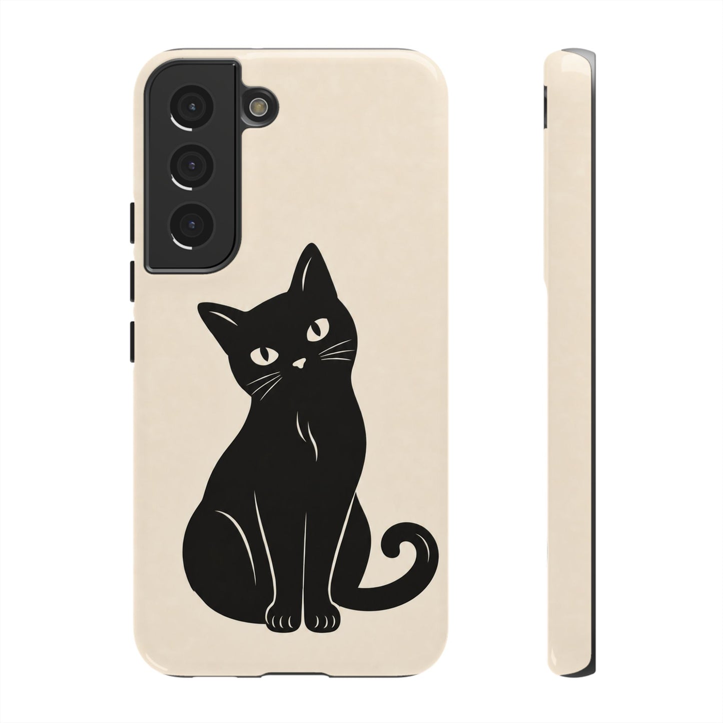 Minimalist Cream & Black Cat Phone Case