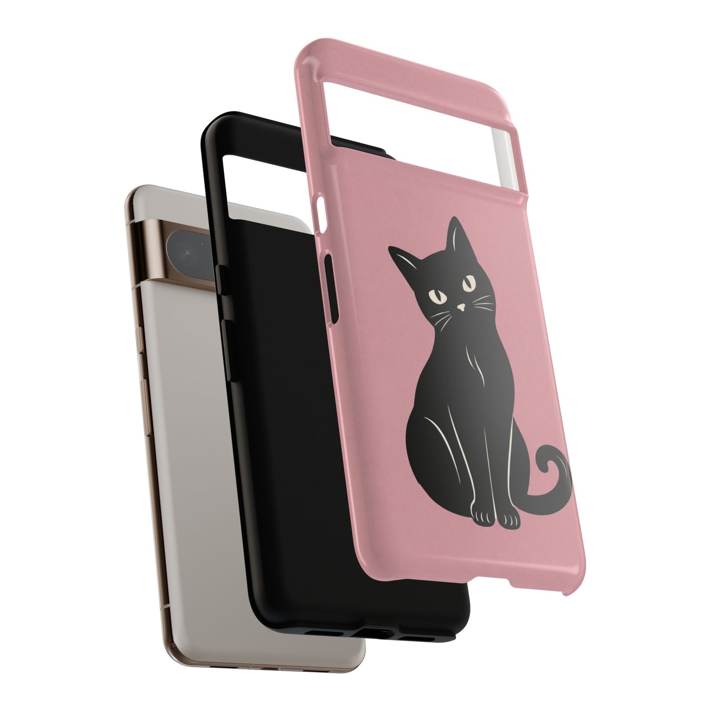 Minimalist Blush Pink & Black Cat Phone Case