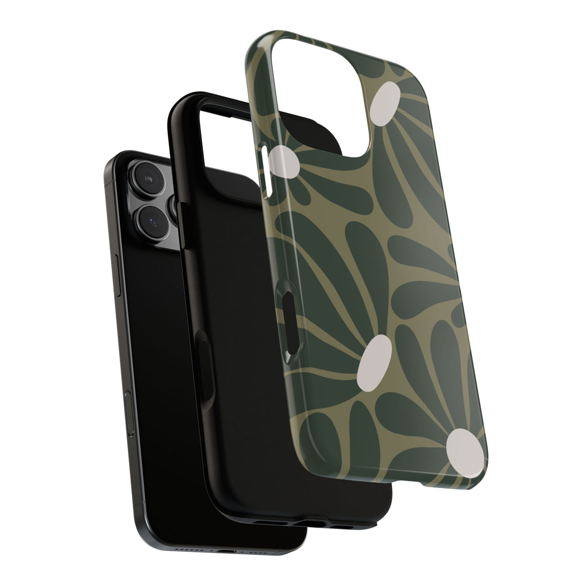 Retro Olive Green Daisy Pattern Phone Case - Green Phone Case