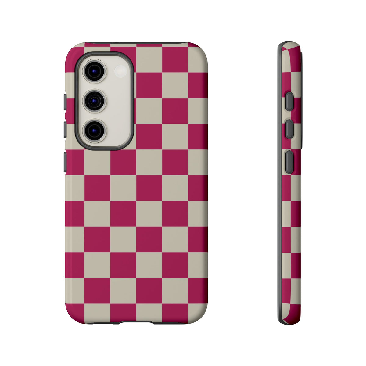 Pink & White Checked Pattern Phone Case - Pink Phone Case - Samsung Galaxy S23 / Glossy