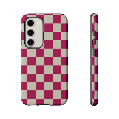 Pink & White Checked Pattern Phone Case - Pink Phone Case - Samsung Galaxy S23 / Glossy
