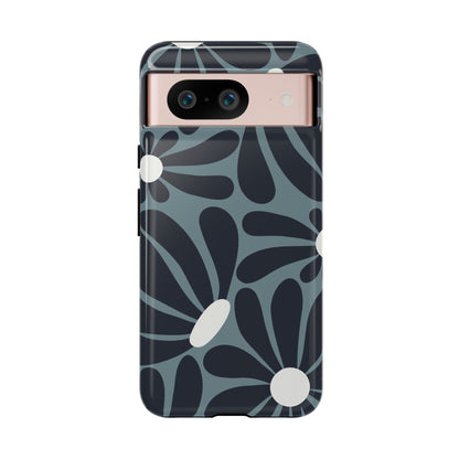 Retro Navy Blue & White Daisy Pattern Phone Case - Blue Phone Case - Google Pixel 8 / Glossy