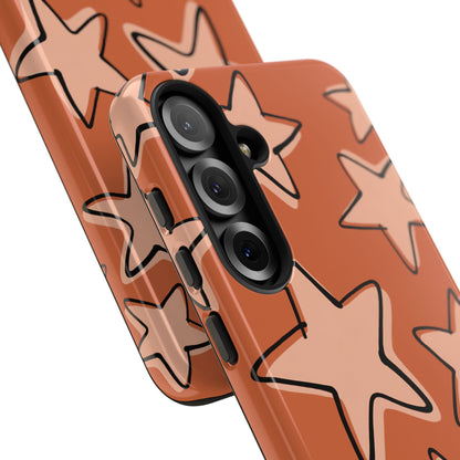 Burnt Orange Doodle Star Phone Case