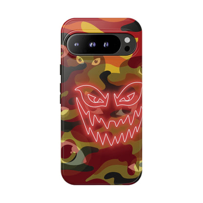 Inferno Neon Face Camo Phone Case - Red Phone Case - Google Pixel 9 Pro XL / Glossy