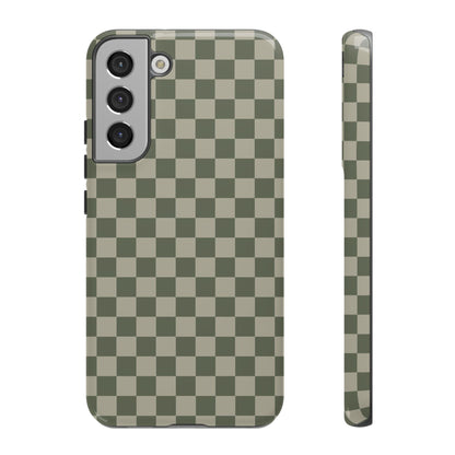 Bold Olive Green Checked Pattern Phone Case - Green Phone Case - Samsung Galaxy S22 Plus / Glossy