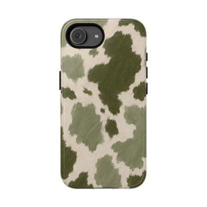 Stylish Olive Green Cow Print Phone Case - Green Phone Case - iPhone 17e / Glossy