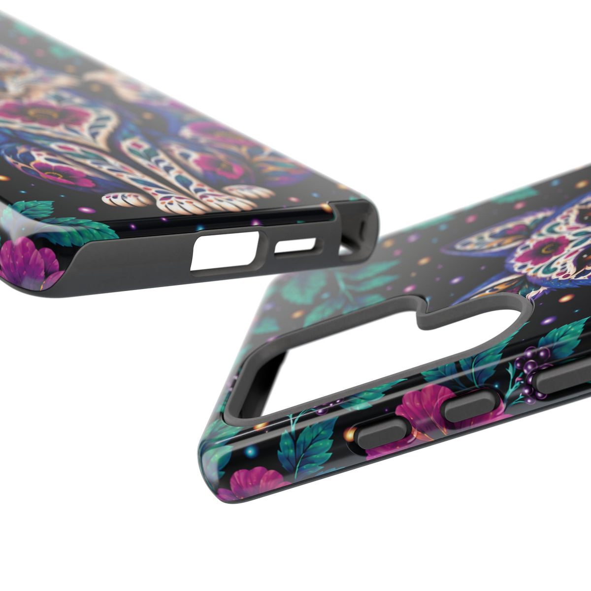 Vibrant Purple and Teal Calavera Fox Phone Case - Multicolor Phone Case