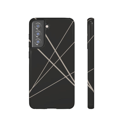 Samsung Galaxy S21 FE / Glossy Phone Case - Abstract Black with Grey Lines Phone Case