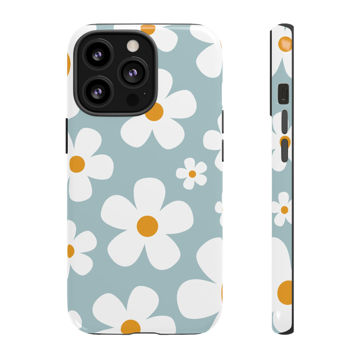 Cute Blue Daisy Pattern Phone Case - Blue Phone Case - iPhone 13 Pro / Glossy