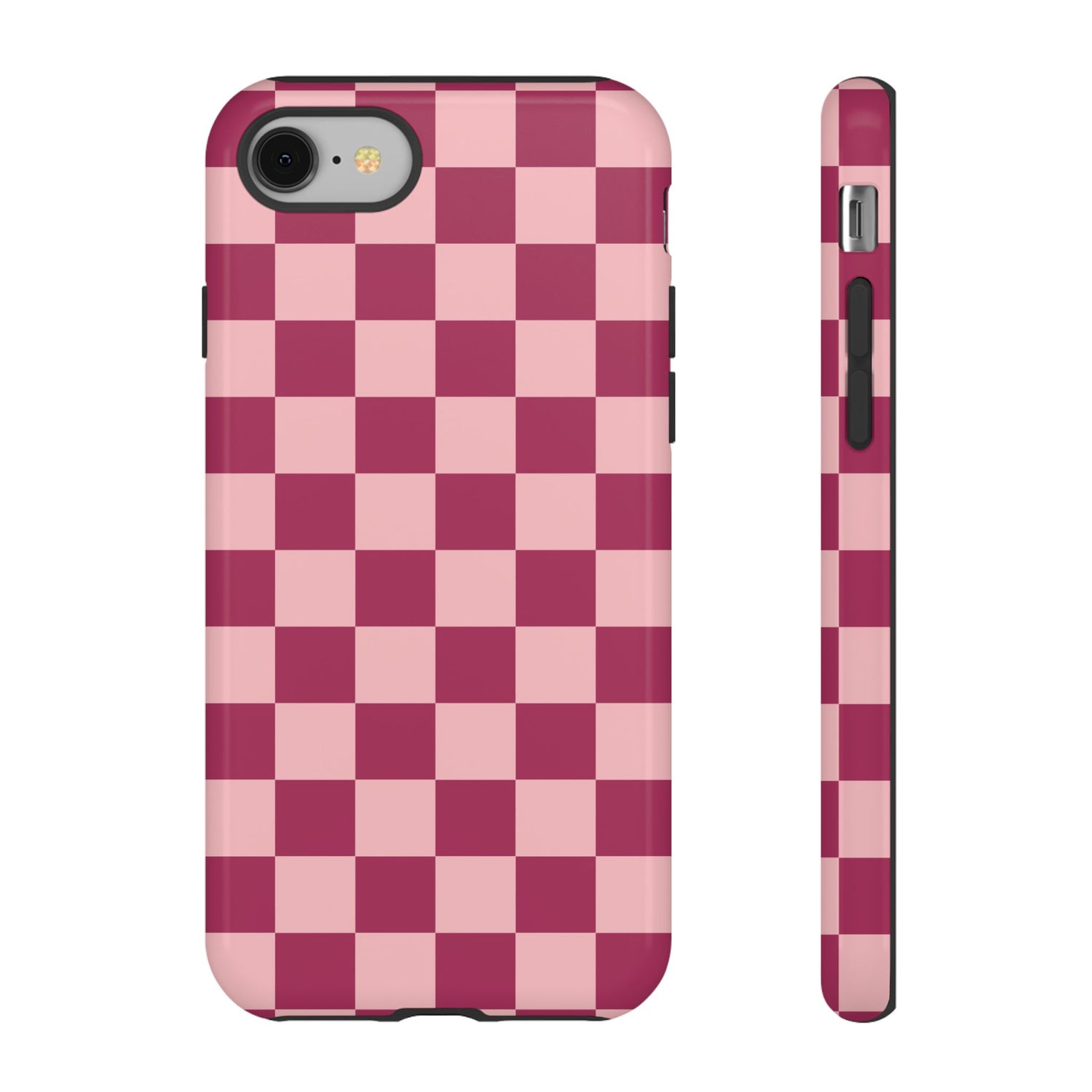 iPhone 8 / Glossy Phone Case - ’Pink Checkered Pattern’ Phone Case