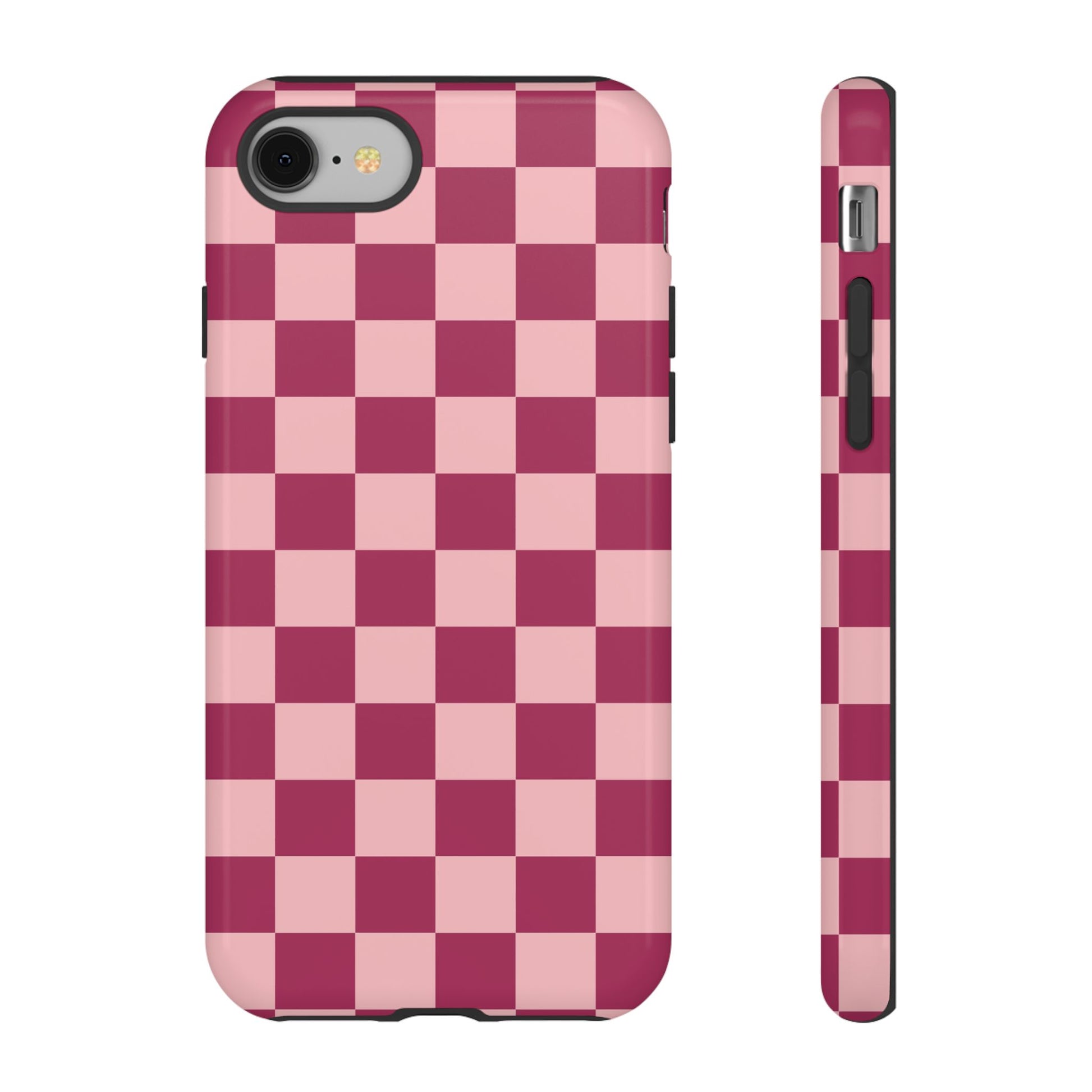 Pink Checked Pattern Phone Case - Pink Phone Case - iPhone 8 / Glossy
