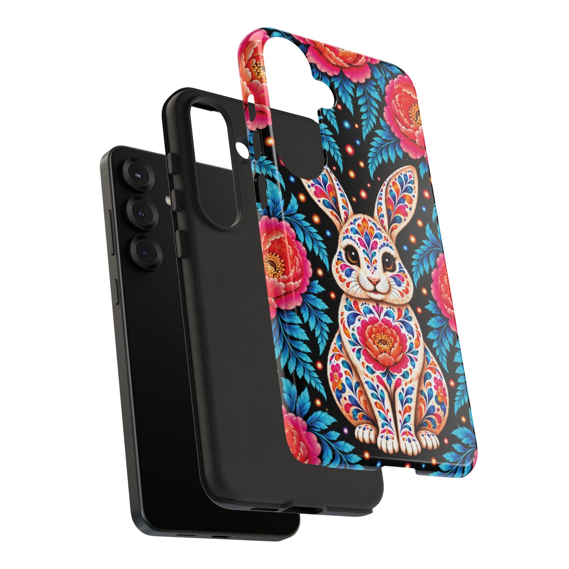 Cute Pink and Turquoise Calavera Bunny Phone Case - Multicolor Phone Case
