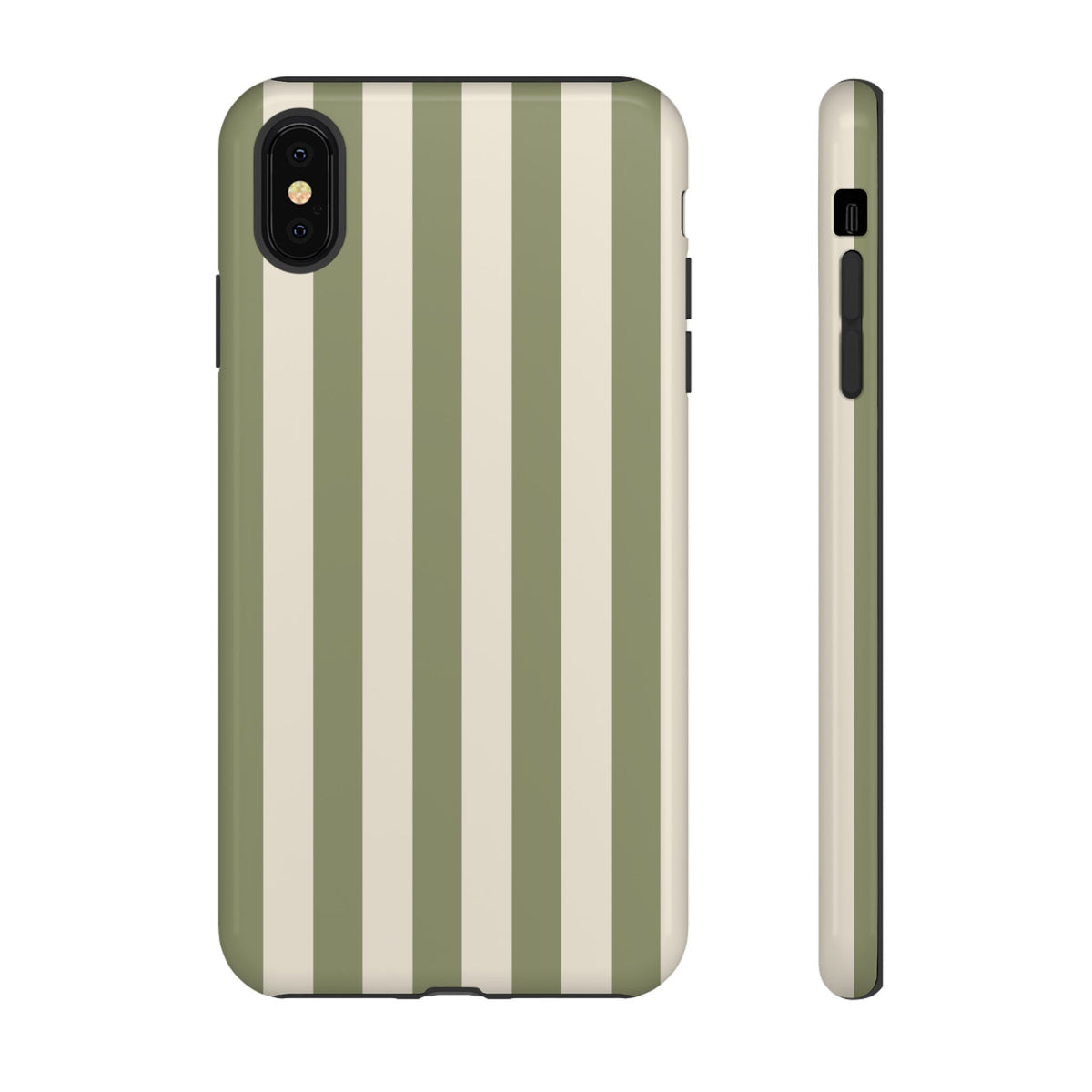 Olive & Beige Stripe Pattern Phone Case - Green Phone Case - iPhone XS MAX / Glossy