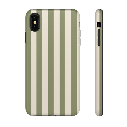 Olive & Beige Stripe Pattern Phone Case - Green Phone Case - iPhone XS MAX / Glossy