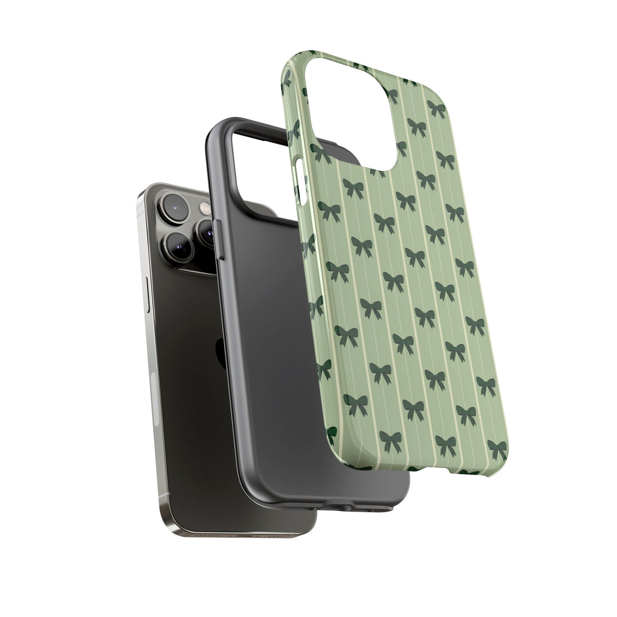 Retro Forest Green Bow Pattern Phone Case