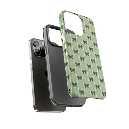 Retro Forest Green Bow Pattern Phone Case