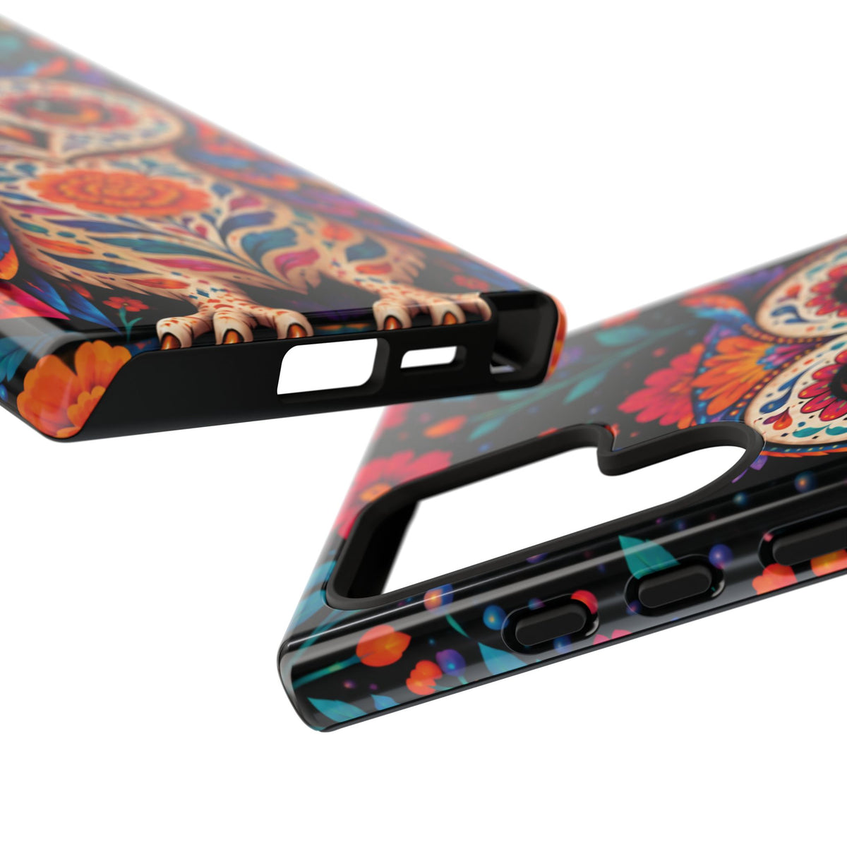 Vibrant Orange and Turquoise Calavera Owl Phone Case - Multicolor Phone Case