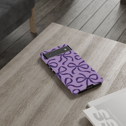 Bold Lilac and Deep Purple Bow Pattern Phone Case