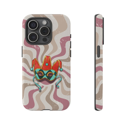 Venetian Jester Mask – Pink Retro Soft Revival Phone Case - Pink Phone Case - iPhone 15 Pro / Glossy